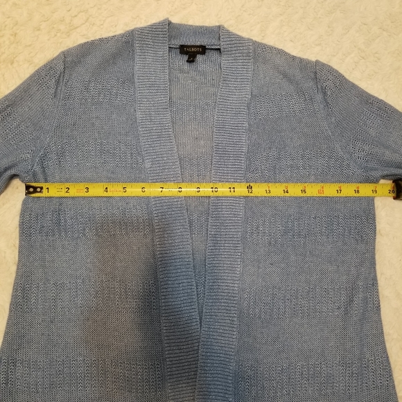 Talbots Blue Open-Front 100% Linen Cardigan Size Small - Picture 10 of 15